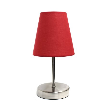 Simple Designs Sand Nickel Mini Basic Table Lamp with Fabric Shade, Red LT2013-RED